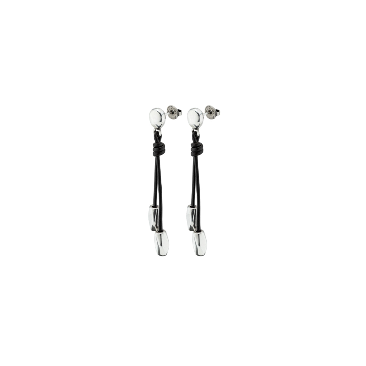 UNOde50 Women's Paths Leather Long Earrings in Sterling Silver-Plating over Metal