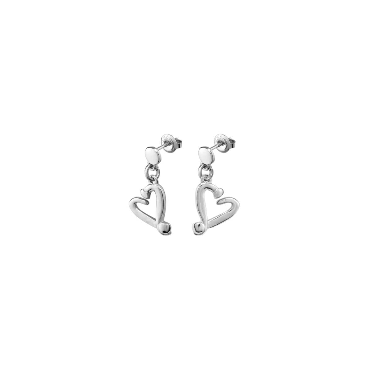 UNOde50 Loved Women's Nailed Heart Drop Earrings in Sterling Silver-Plating over Metal