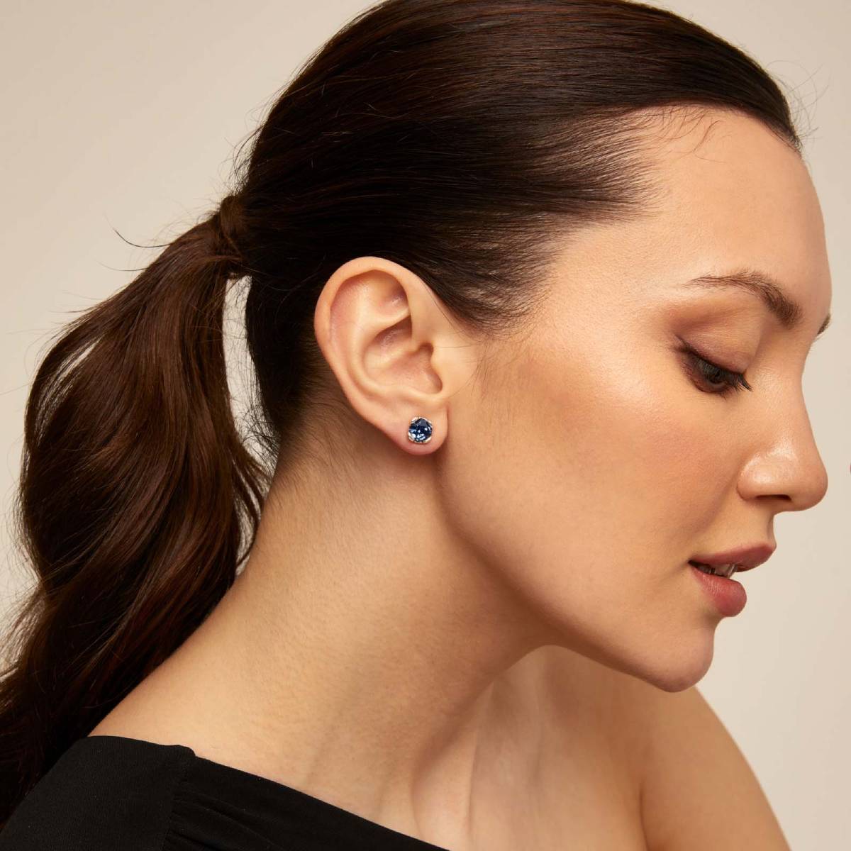 UNOde50 Charismatic Women's Blue Crystal Stud Earrings in Sterling Silver-Plating over Metal Alloy