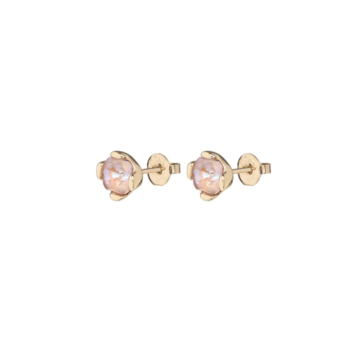 UNOde50 Charismatic Women's Pink Crystal Stud Earrings in 18K Gold-Plating over Metal Alloy