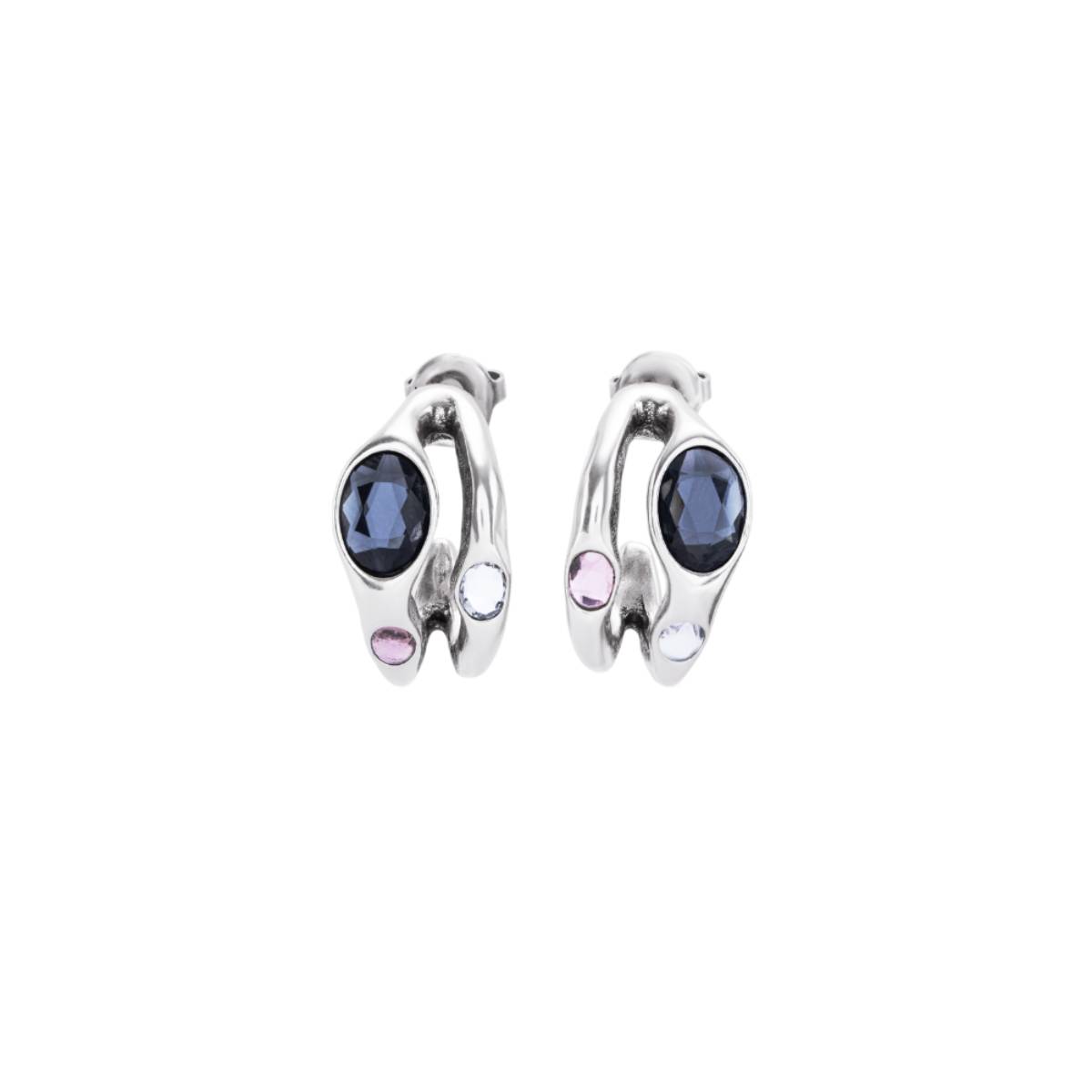 UNOde50 Women's Crystal Hoop Earrings in Sterling Silver-Plating over Metal Alloy