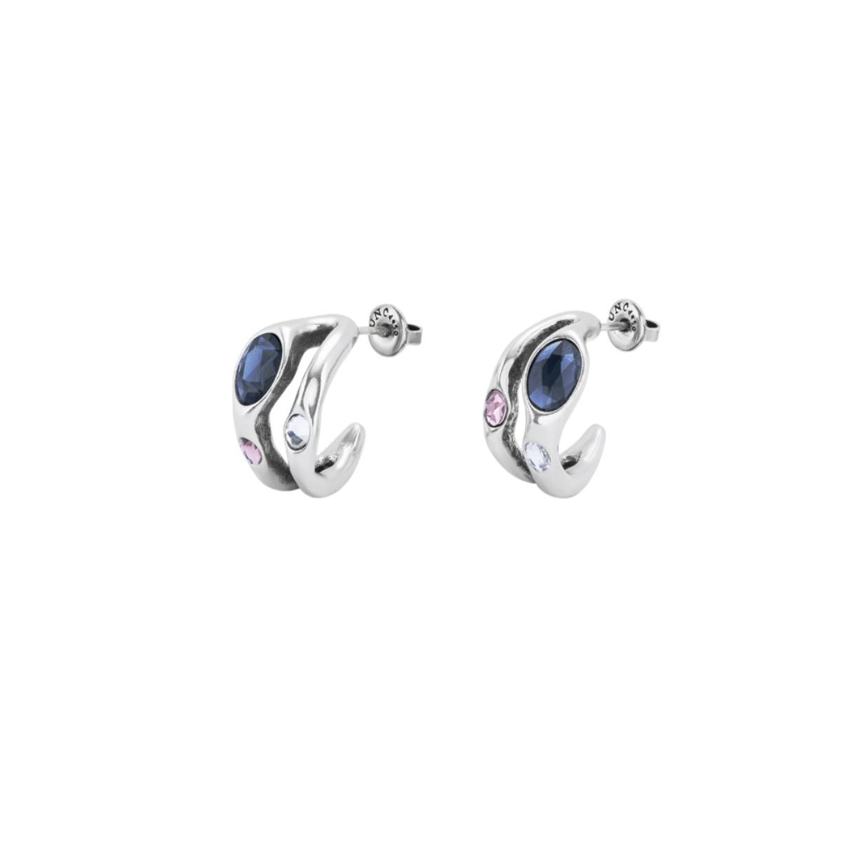 UNOde50 Women's Crystal Hoop Earrings in Sterling Silver-Plating over Metal Alloy