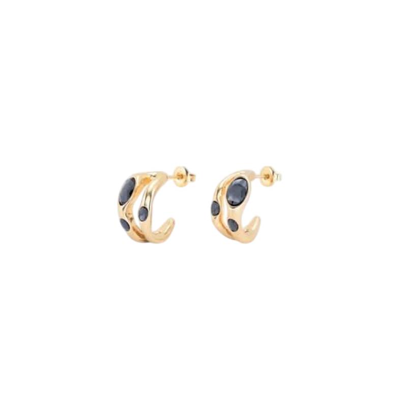 UNOde50 Women's Crystal Hoop Earrings in 18K Gold-Plating over Metal Alloy