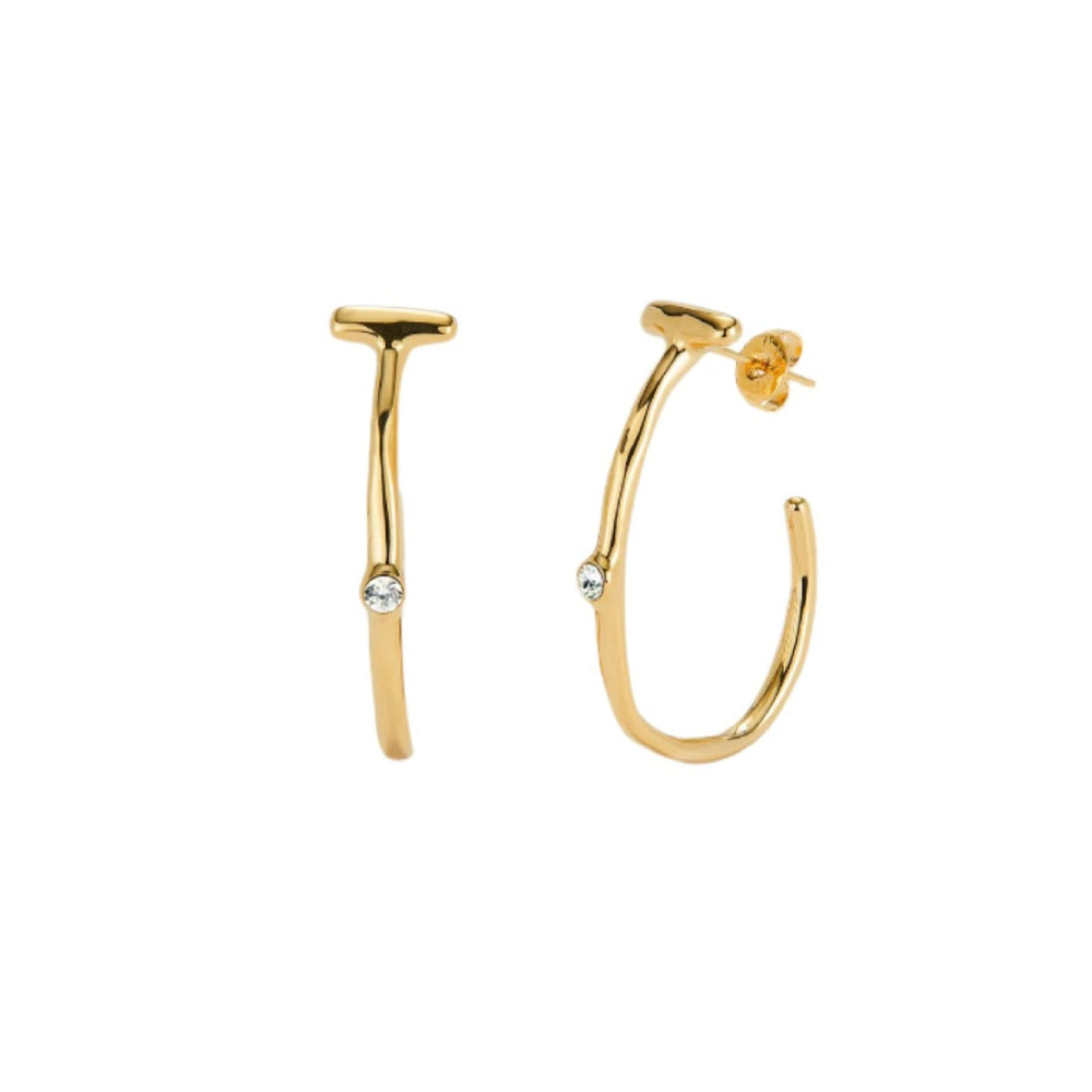 UNOde50 Ser Indomable Women's White Topaz Hoop Earrings in Metal