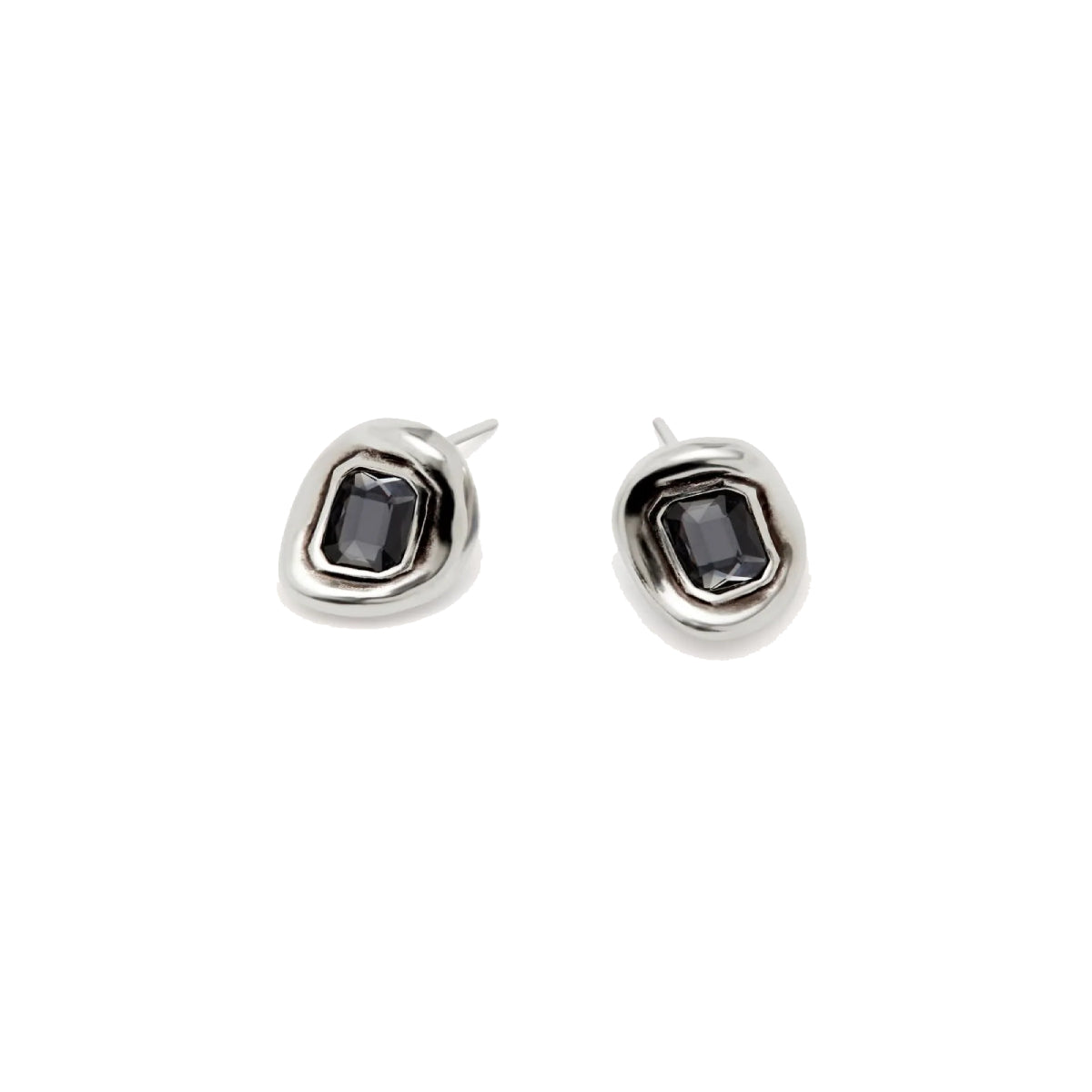 UNOde50 Ser Valiente Exc Women's Gray Faceted Crystal Earrings in Sterling Silver-Plating over Metal Alloy