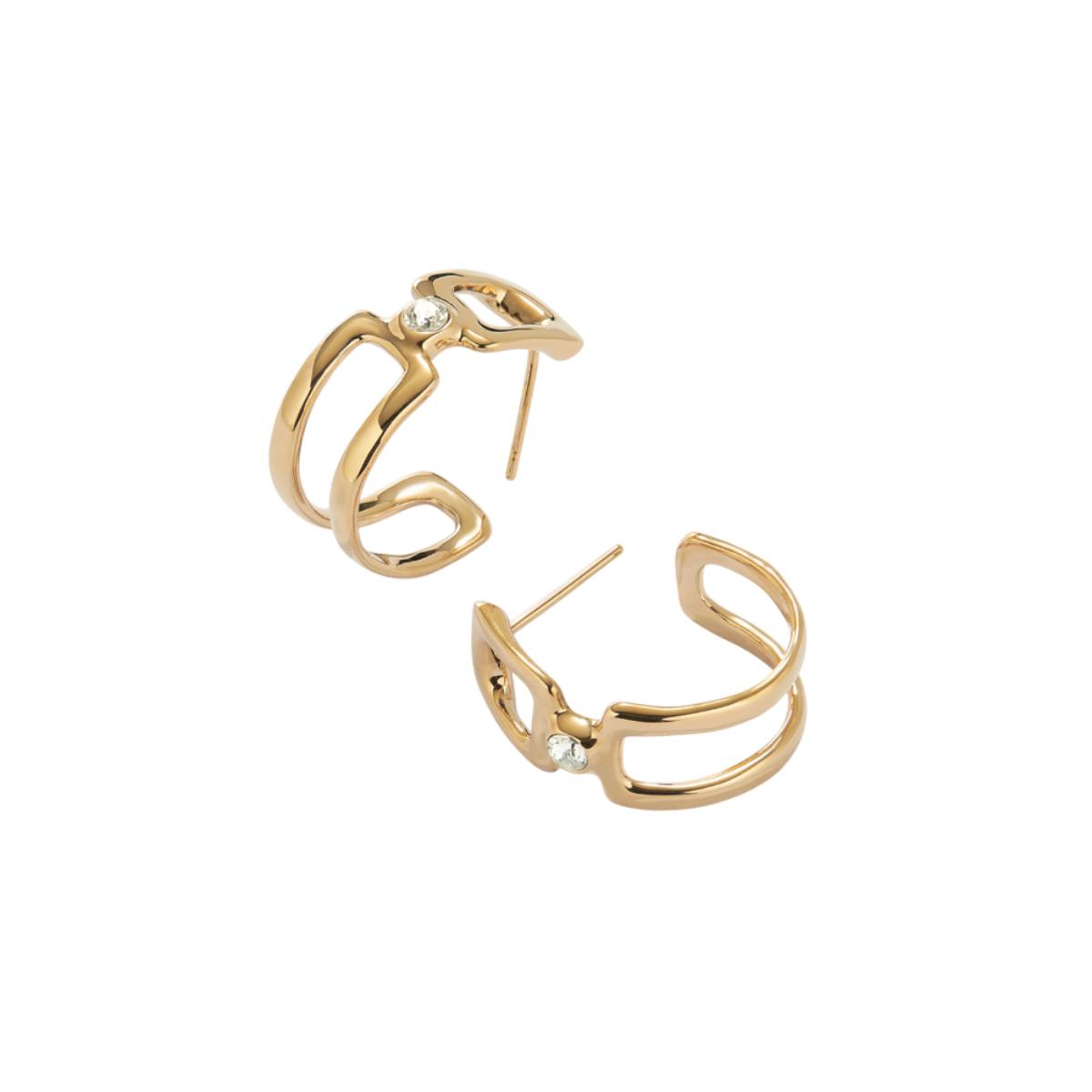 UNOde50 Ser Indomable Women's White Topaz Hoop Earrings in Metal