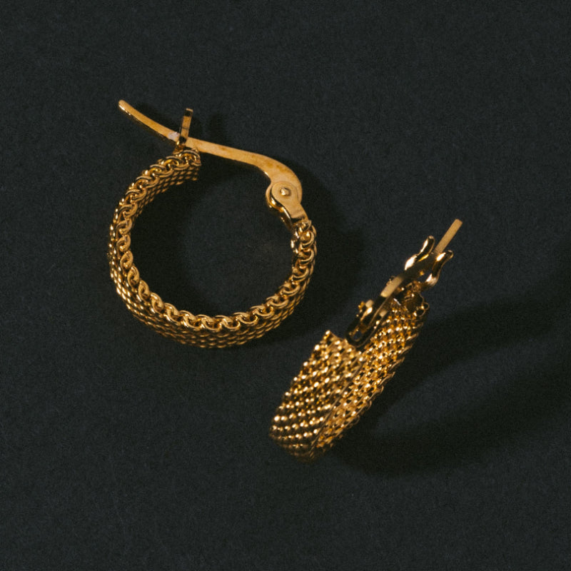 Metal Alchemist Woven Armor Hoop Earring in 925 Sterling Silver