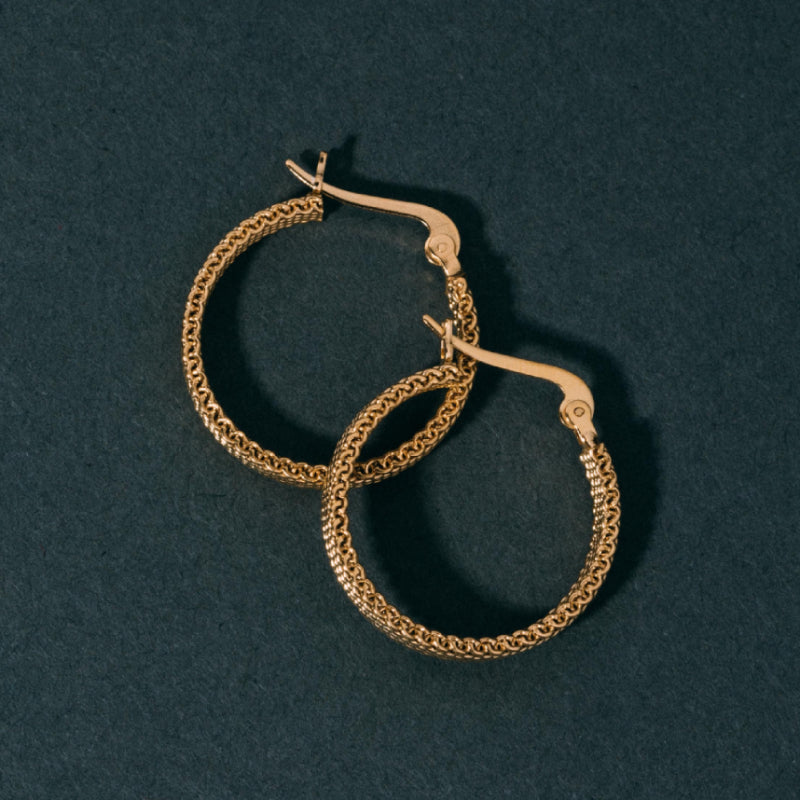 Metal Alchemist Woven Armor Hoop Earring in 925 Sterling Silver