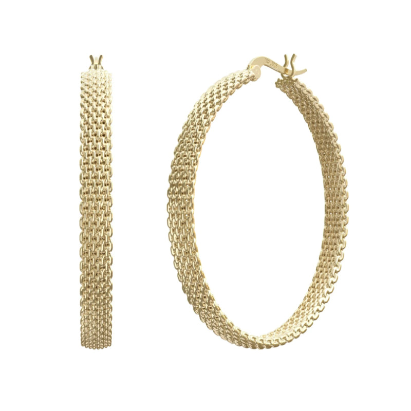 Metal Alchemist Woven Armor Hoop Earring in 925 Sterling Silver