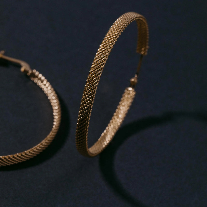 Metal Alchemist Woven Armor Hoop Earring in 925 Sterling Silver
