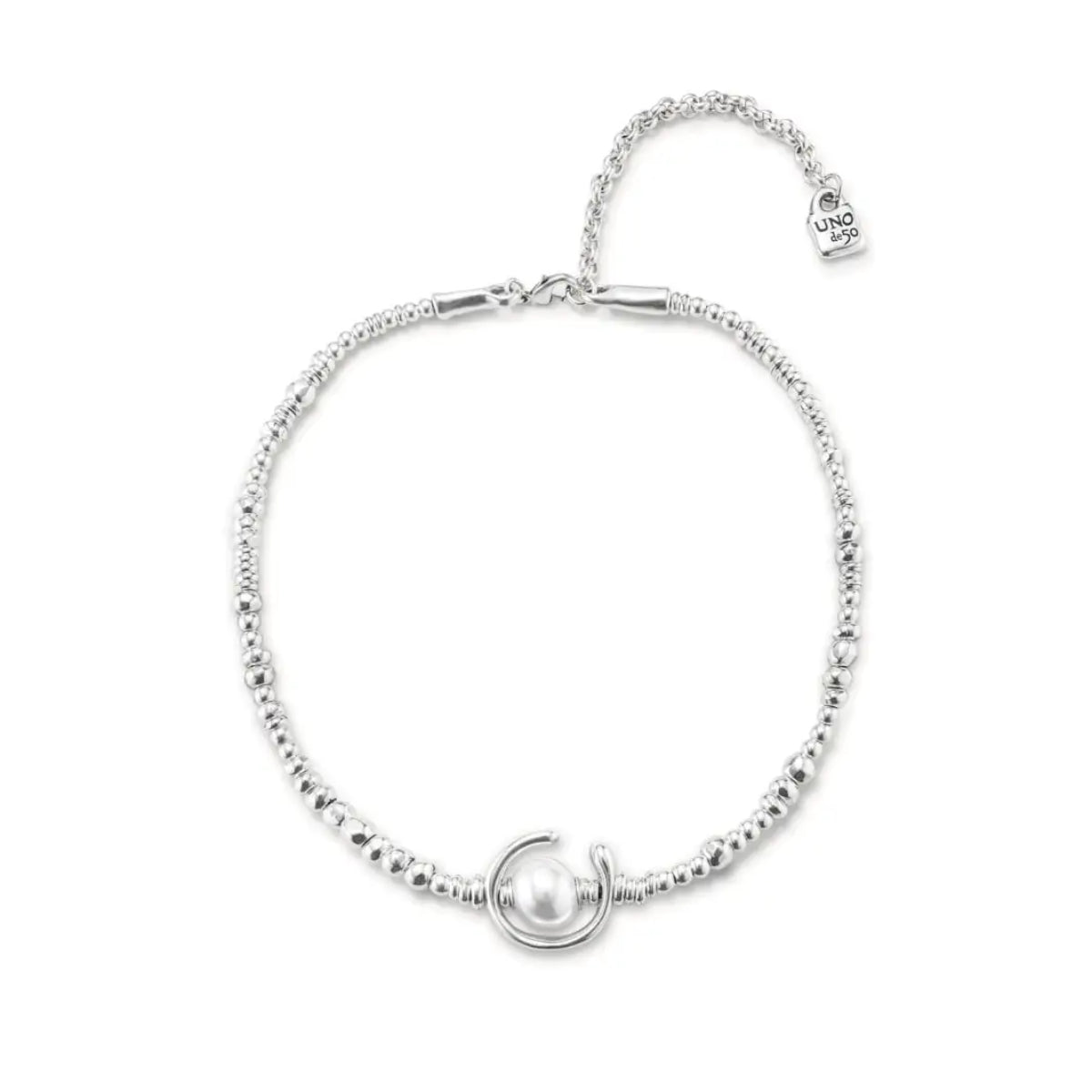 UNOde50 Another Round, Oh Oh Oh...! Women's White Pearl Shell Necklace in Sterling Silver-Plating over Metal