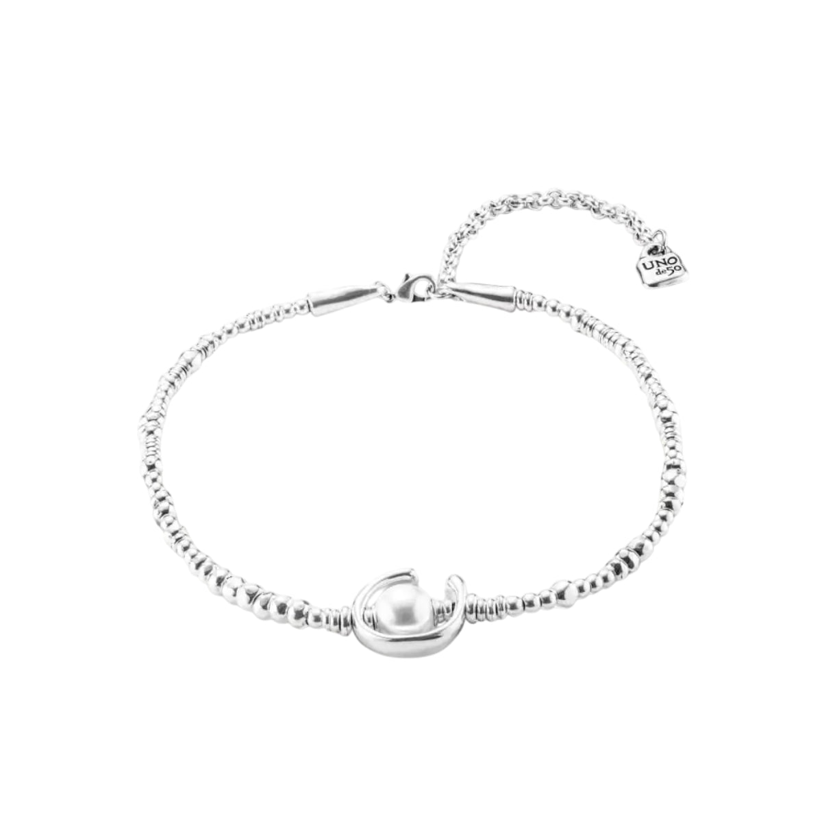 UNOde50 Women's White Pearl Shell Leather Necklace in Sterling Silver-Plating over Metal