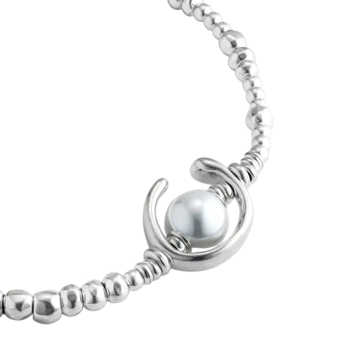 UNOde50 Women's White Pearl Shell Leather Necklace in Sterling Silver-Plating over Metal