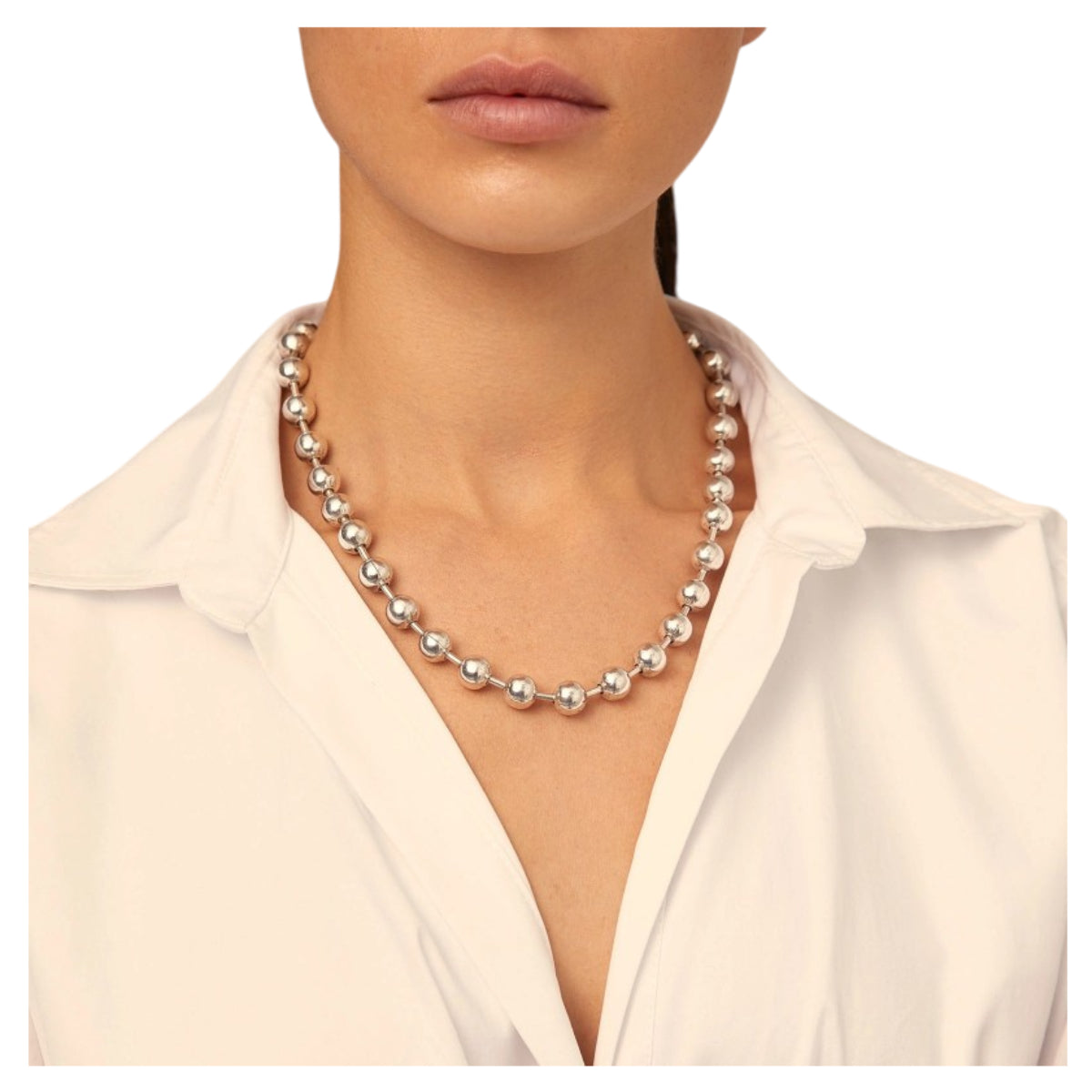 UNOde50 Unisex Snowflake Bead Necklace in Silver-Plating over Metal