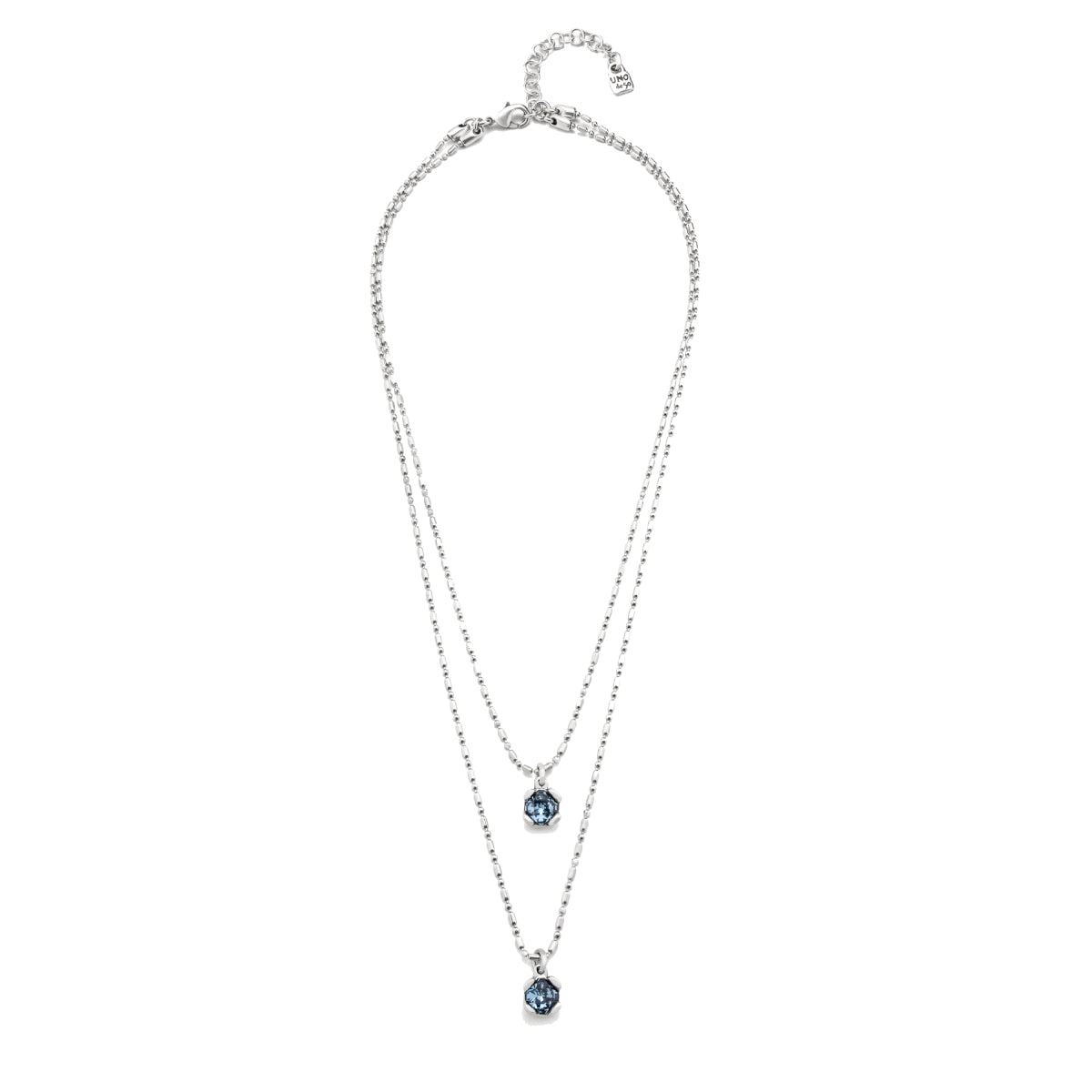 UNOde50 Charismatic Women's Blue Faceted Crystal Long Pendant Necklace in Sterling Silver-Plating over Metal