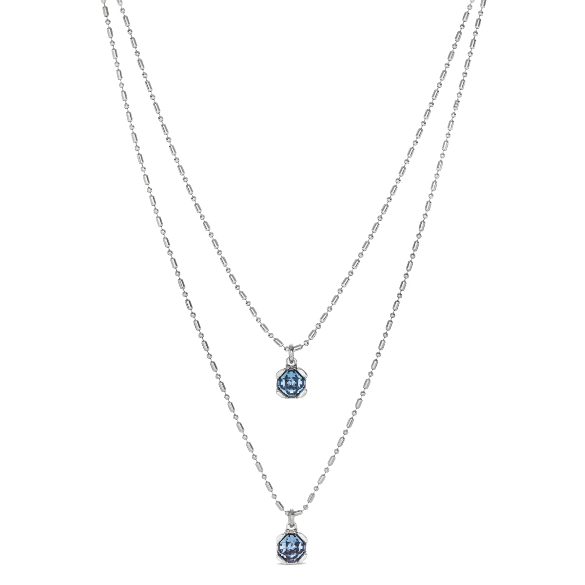 UNOde50 Charismatic Women's Blue Faceted Crystal Long Pendant Necklace in Sterling Silver-Plating over Metal