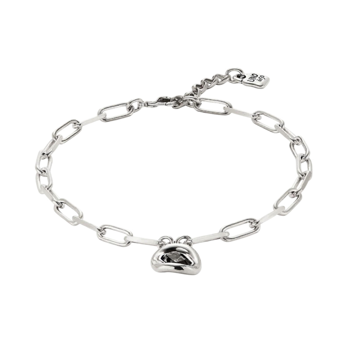 UNOde50 Ser Valiente Exc Women's Gray Faceted Crystal Link Chain in Sterling Silver-Plating over Metal Alloy