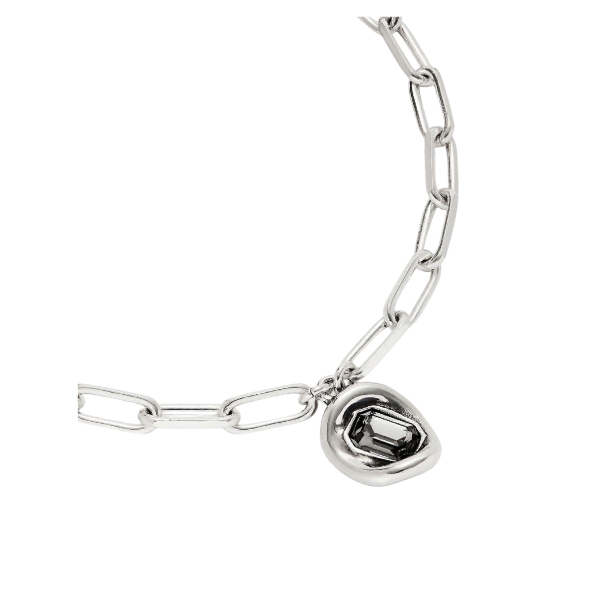 UNOde50 Ser Valiente Exc Women's Gray Faceted Crystal Link Chain in Sterling Silver-Plating over Metal Alloy