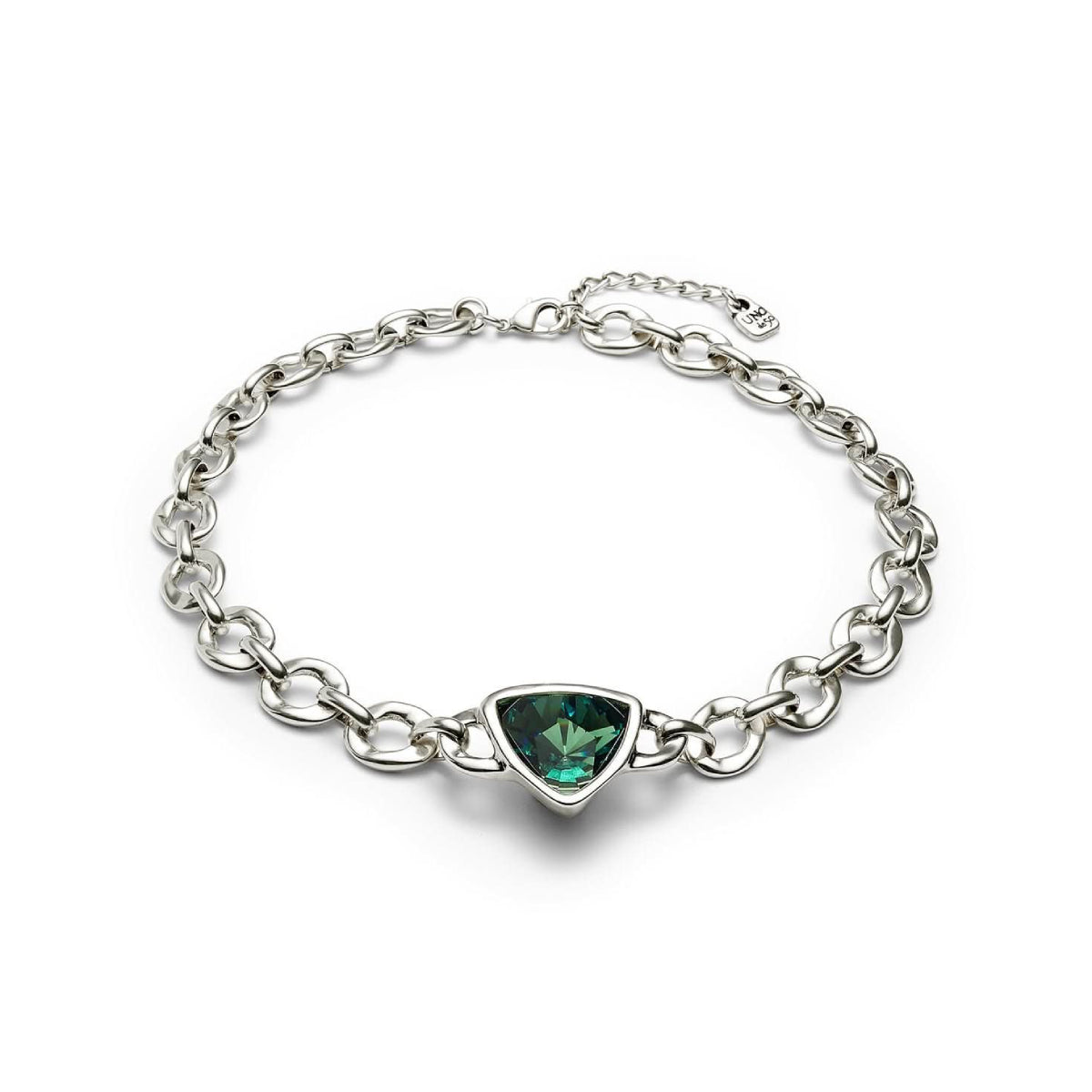 UNOde50 Unisex Ser Camaleonica Green Faceted Crystal Necklace in Sterling Silver-Plating over Metal Alloy