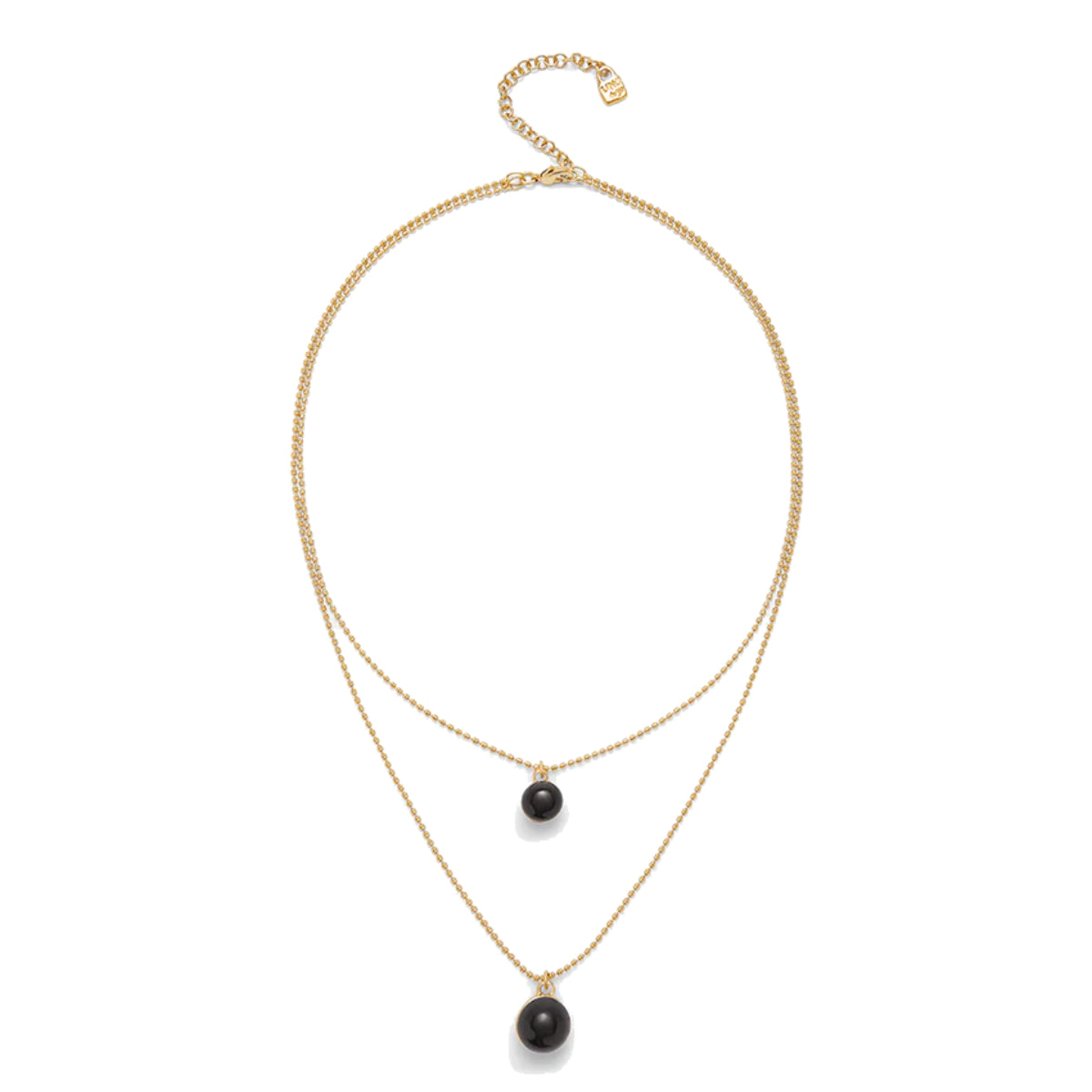 UNOde50 Women's Black Murano Glass Pendant Double Chain in 18K Gold-Plating over Metal Alloy