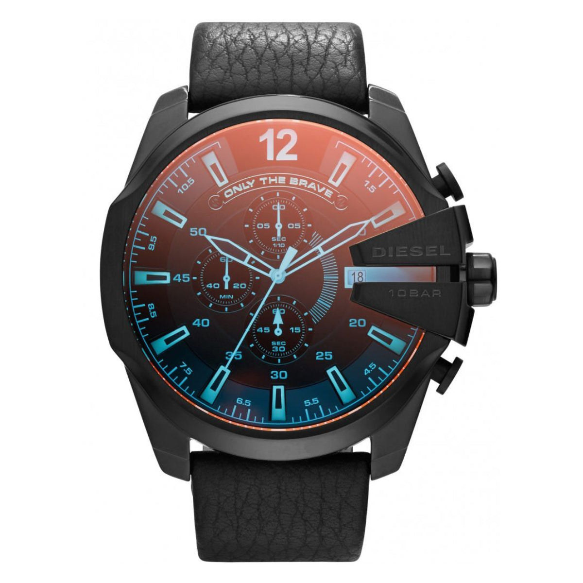 Diesel Mega Chief Men's 59mm Strap Watch - Black Iridescent Dial