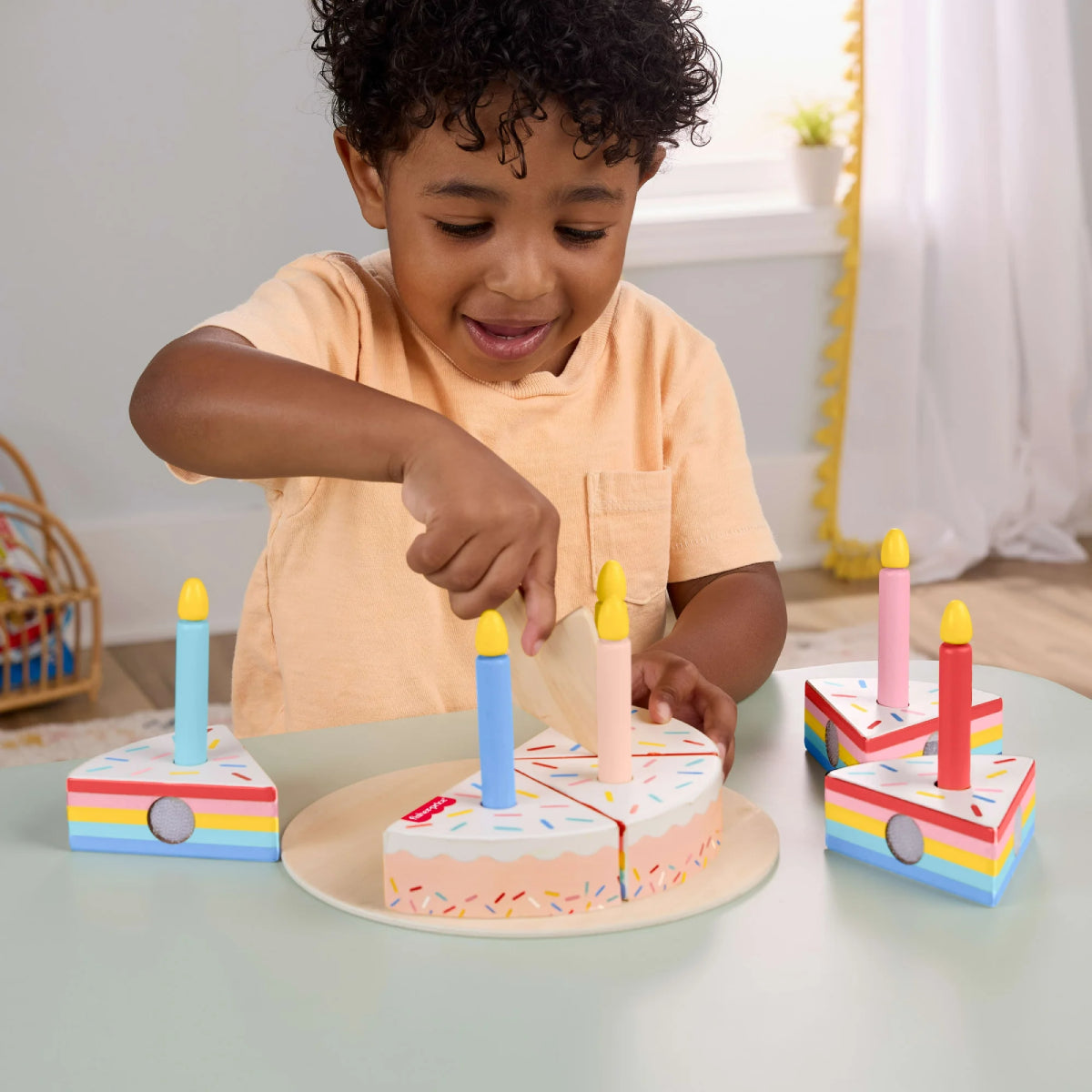 Fisher Price Wooden Birthday Cake Set - (14 Pieces)