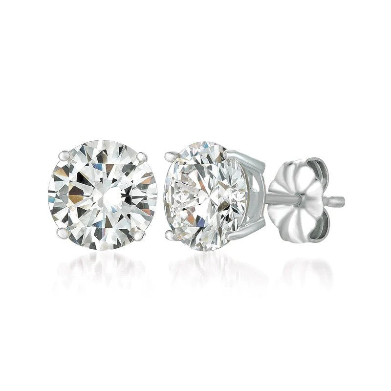 Crislu Women's 4 ct. Cubic Zirconia Large Pear Cut Solitaire Post Stud Earrings in Pure Platinum-Plated over 925 Sterling Silver