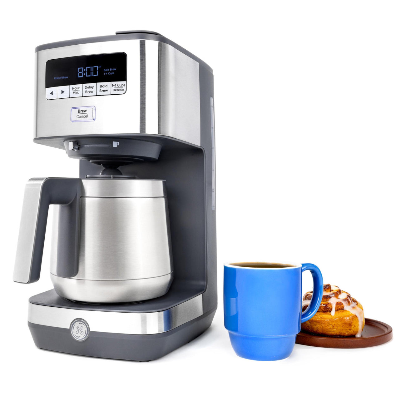 GE G7CDABSSTSS 10-Cup Drip Coffee Maker with Single Serve - Silver