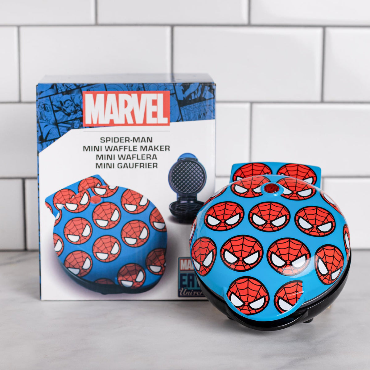 Minimáquina para hacer waffles con diseño de Spider-Man de Marvel WM3/MVC/SMC, multicolor