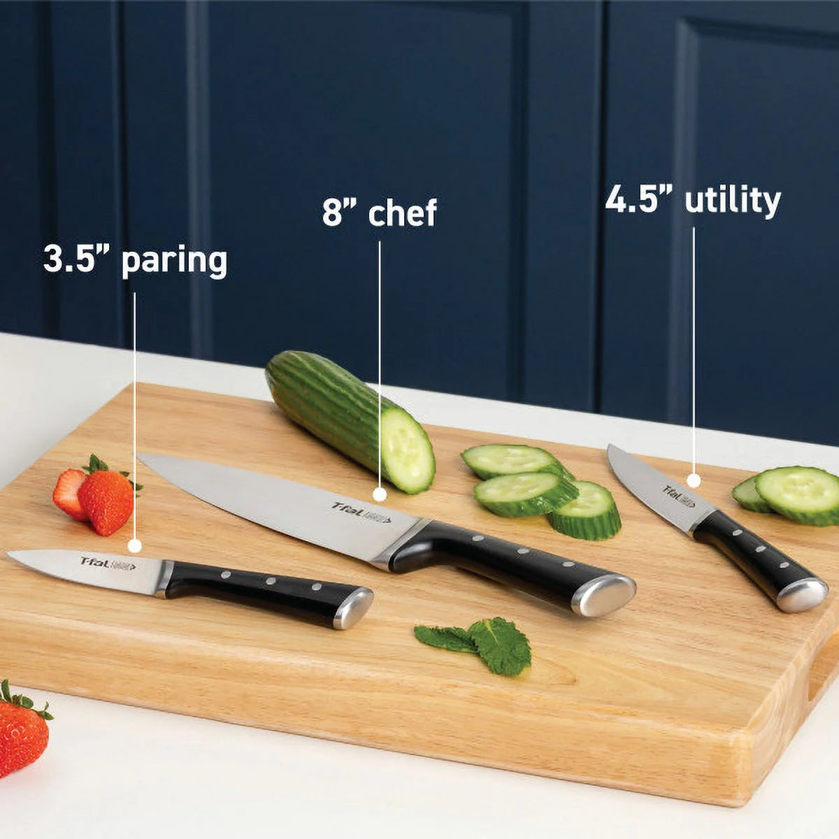 T-fal K282S364 Ice Force Knives Set (3-Piece) - Silver/Black