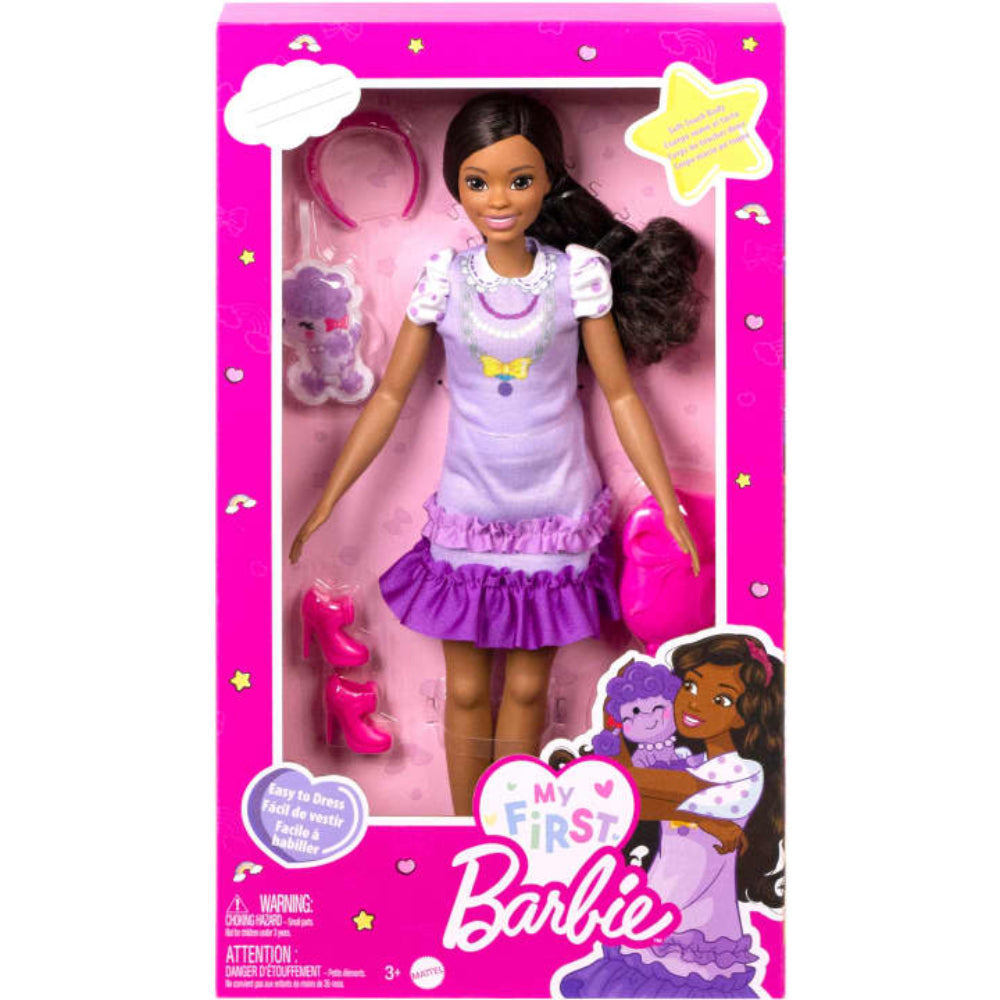 Barbie My First Brooklyn Preschool Doll with Soft Posable Body Kitten and Accessories