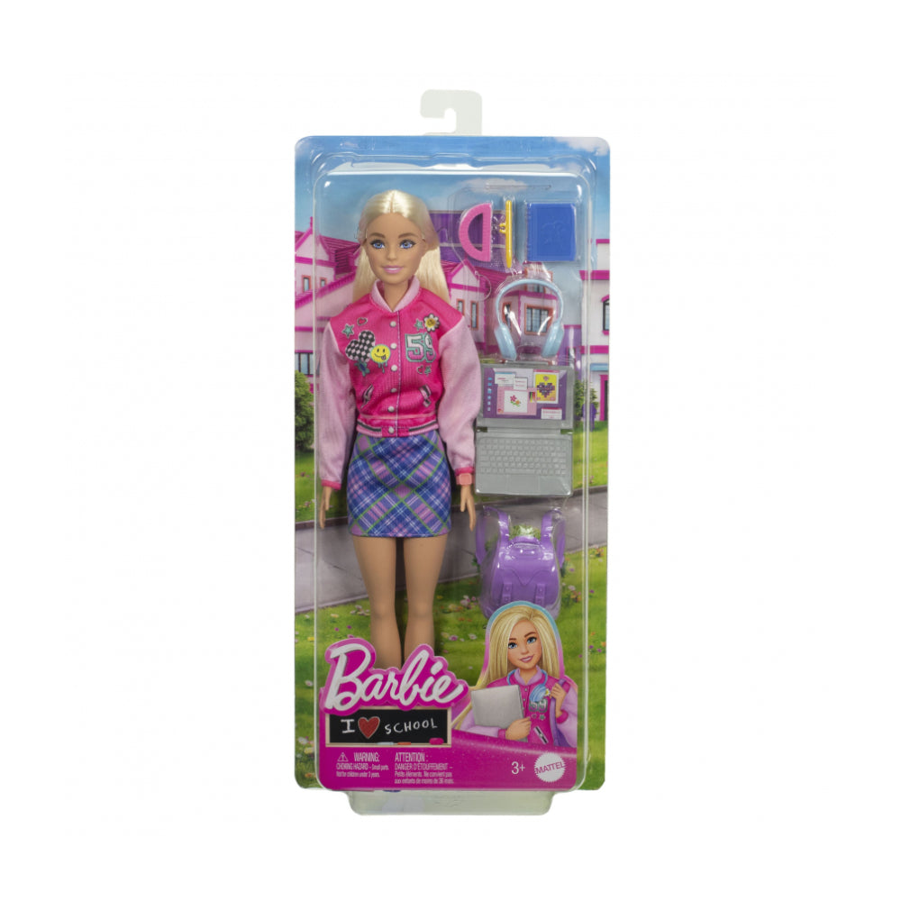 Mattel Barbie I Love School Blonde Fashion Doll with 7 Accessories