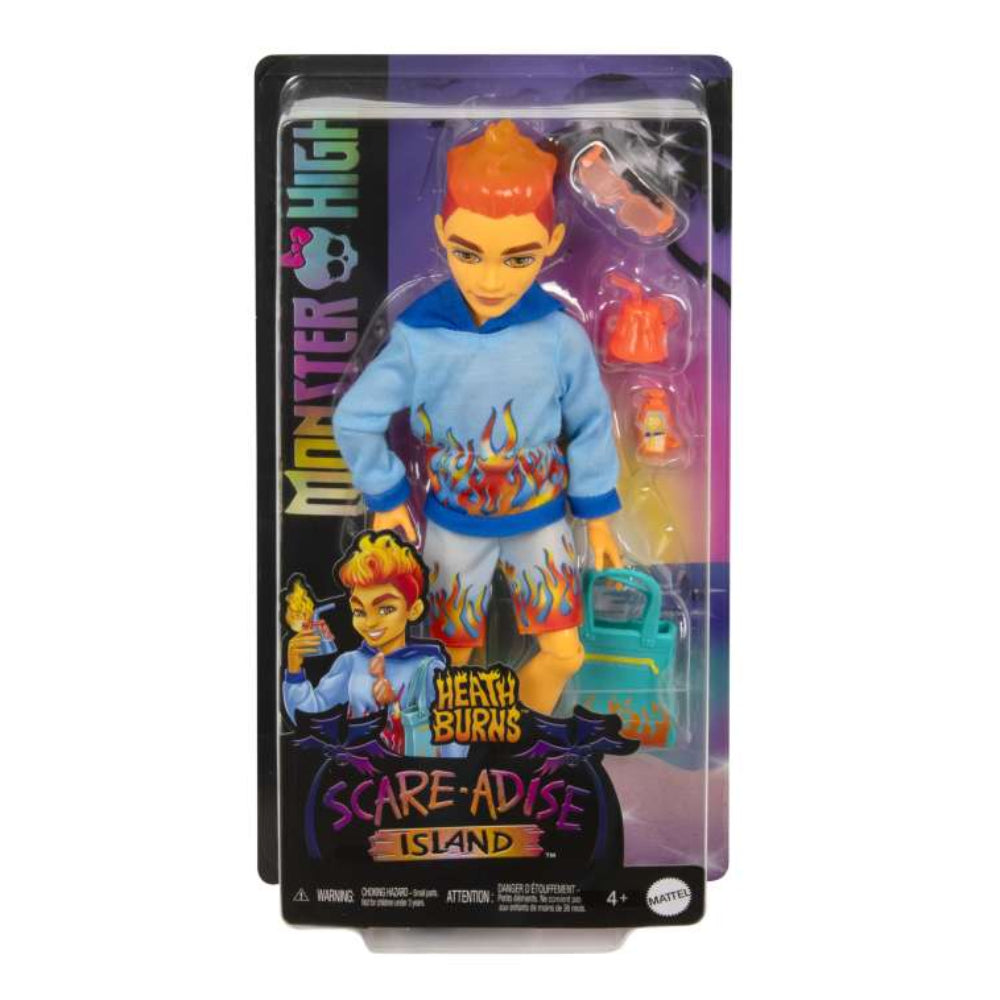 Monster High Scare-Adise Island Heath Burns Fashion Doll with Swim Trunks & Accessories