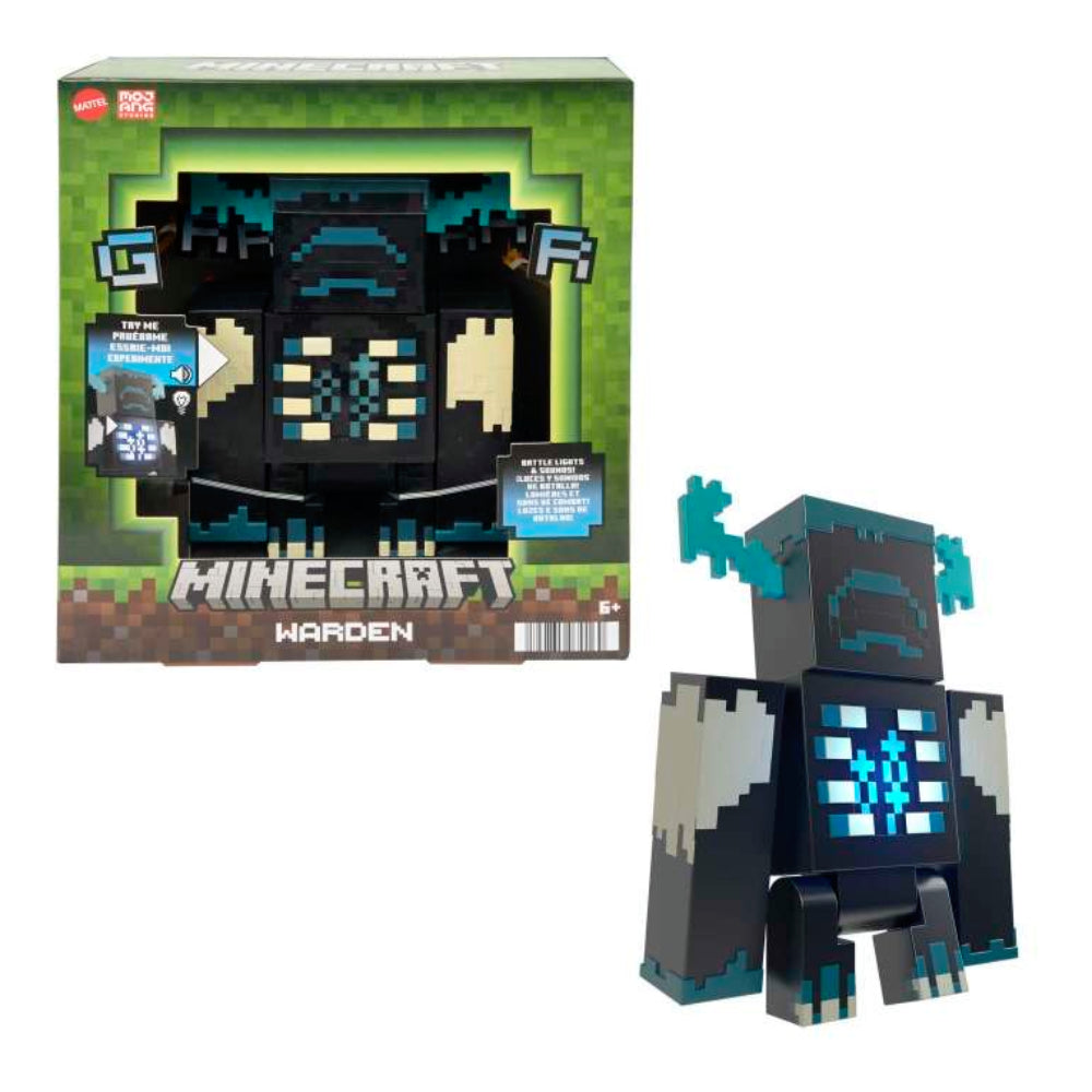 Figura de acción de Minecraft Warden con luces y sonidos