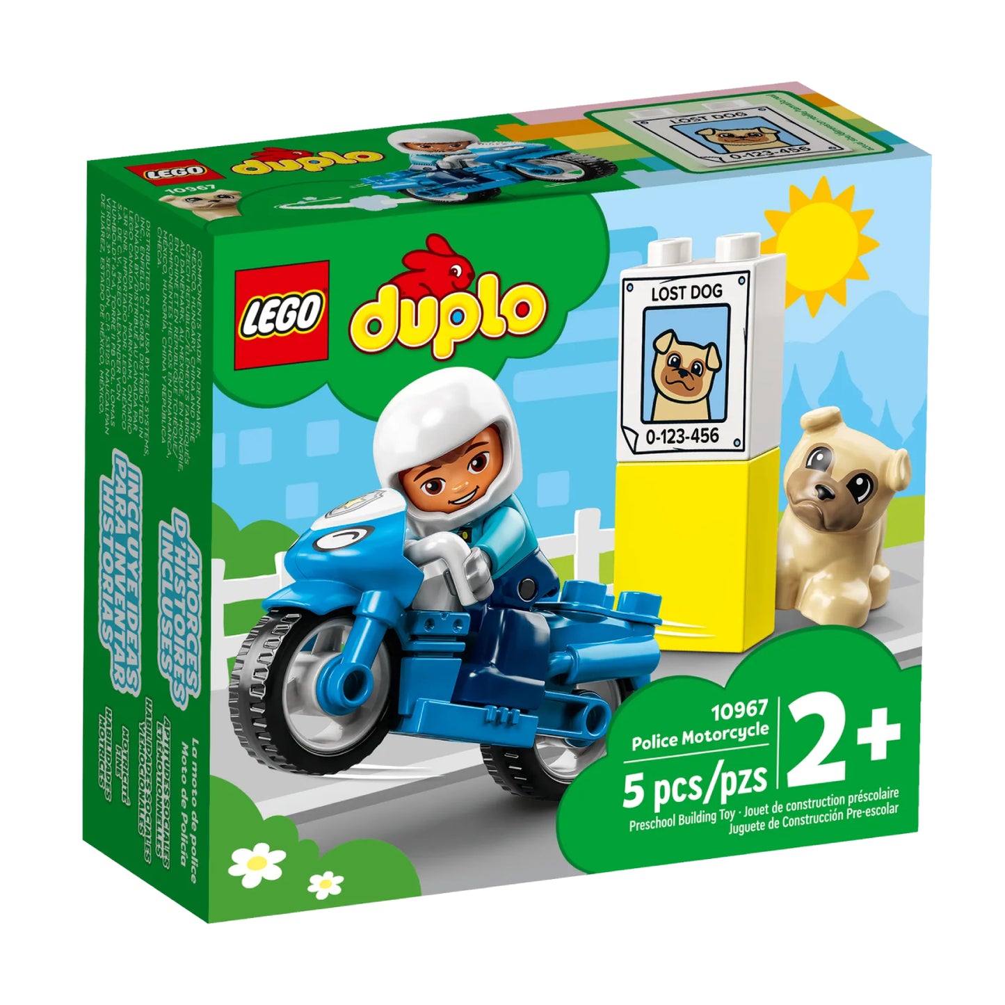 Juego de construcción de juguetes LEGO DUPLO: motocicleta policial (5 piezas)