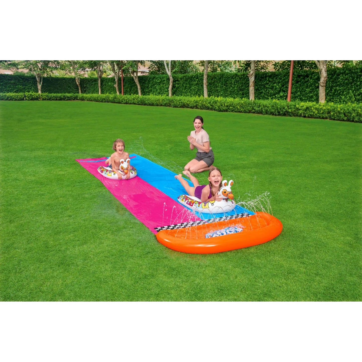 Bestway H2OGO! Llama Rama Double Race Water Slide with Two Surf Riders - Curacao