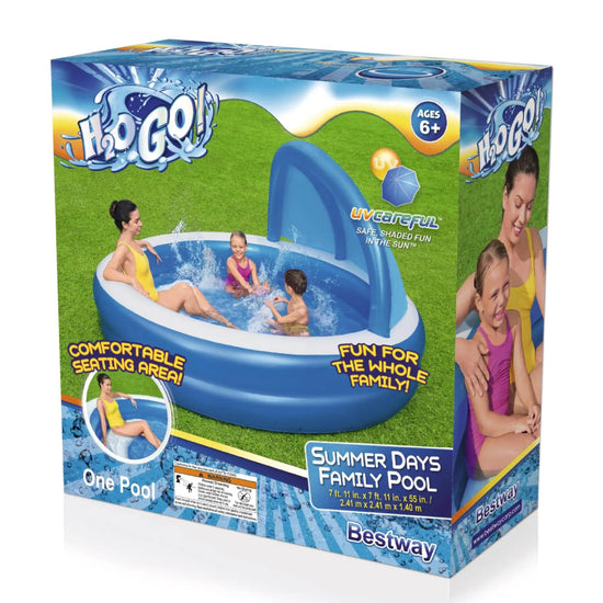 Bestway H2OGO! Summer Days Inflatable Round Family Pool with UV Careful Sunshade - Curacao