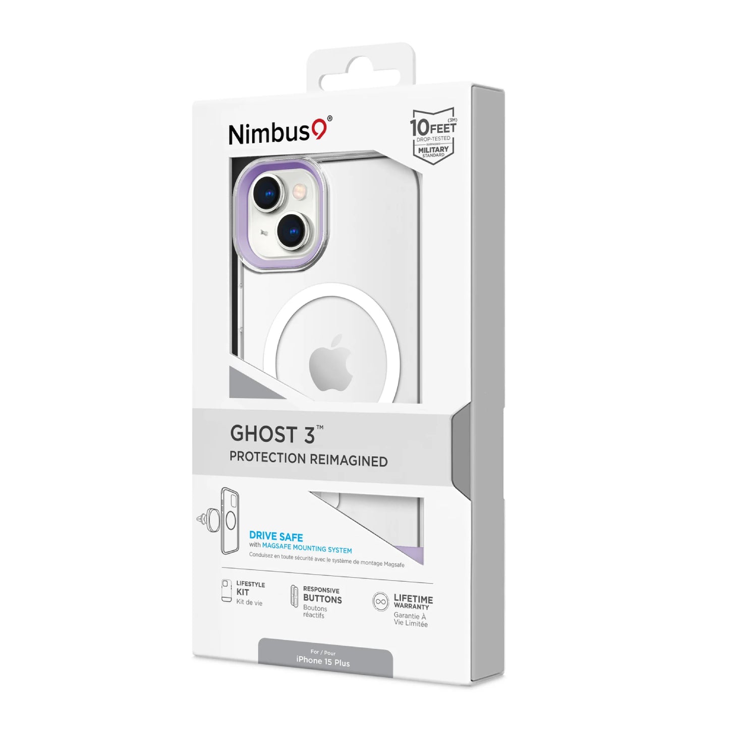 Nimbus9 Ghost 3 MagSafe Case for iPhone 15 Plus - Clear/Purple