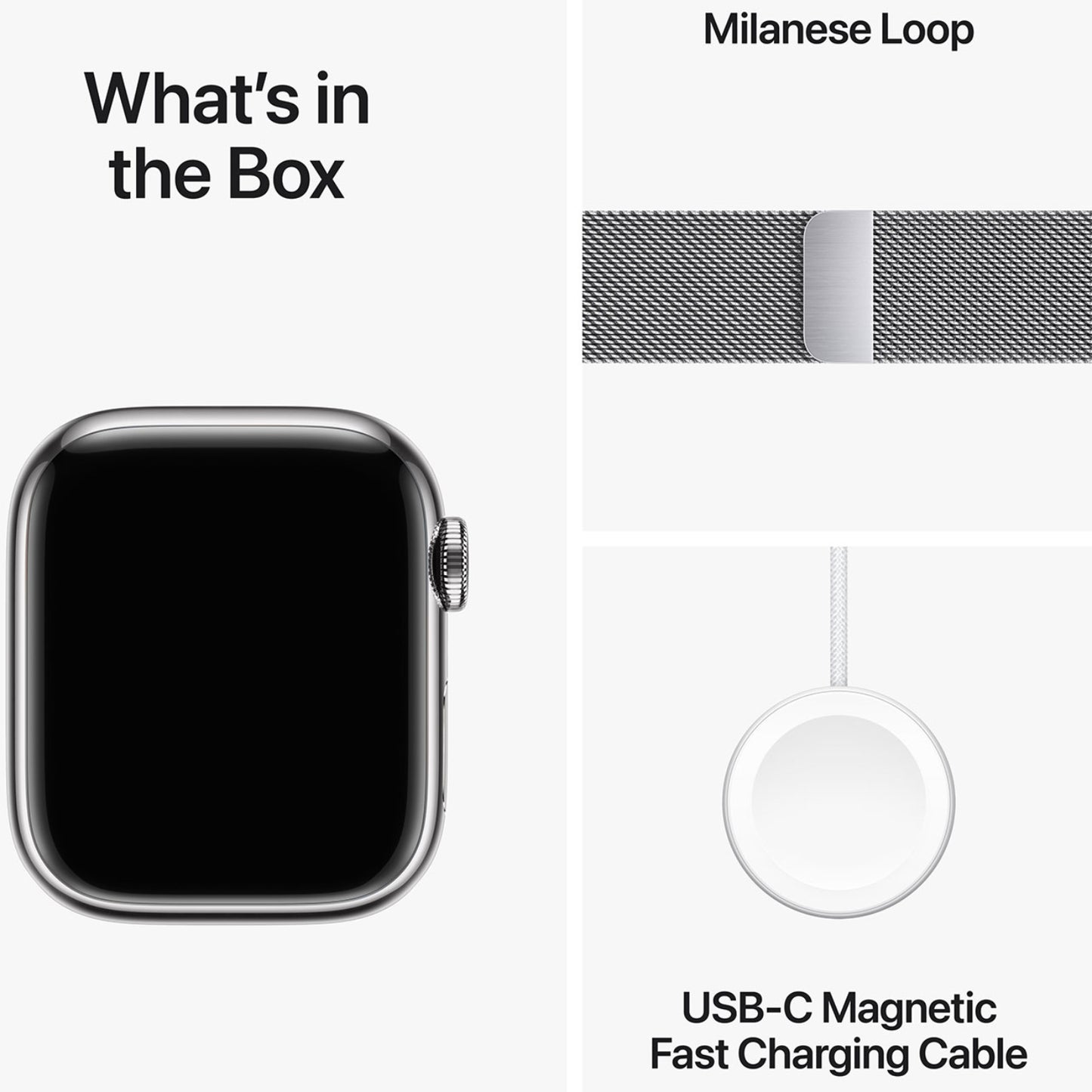 Apple Series 9 Unisex 45mm Silver Stainless Steel Case Smartwatch with Silver Milanese Loop - GPS + Cellular