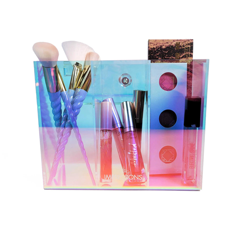 Impressions Vanity Prisma Acrylic Makeup 3-Section Brush Holder - Clear