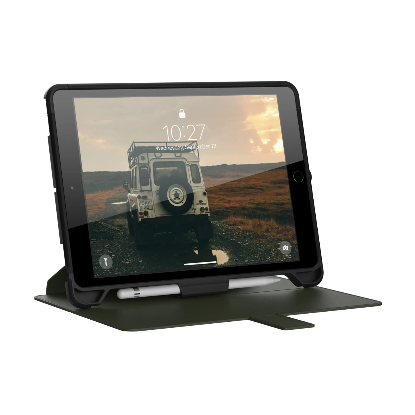 Urban Armor Gear Scout Series iPad 10.2" Folio Case (8th Generation), Black/Olive