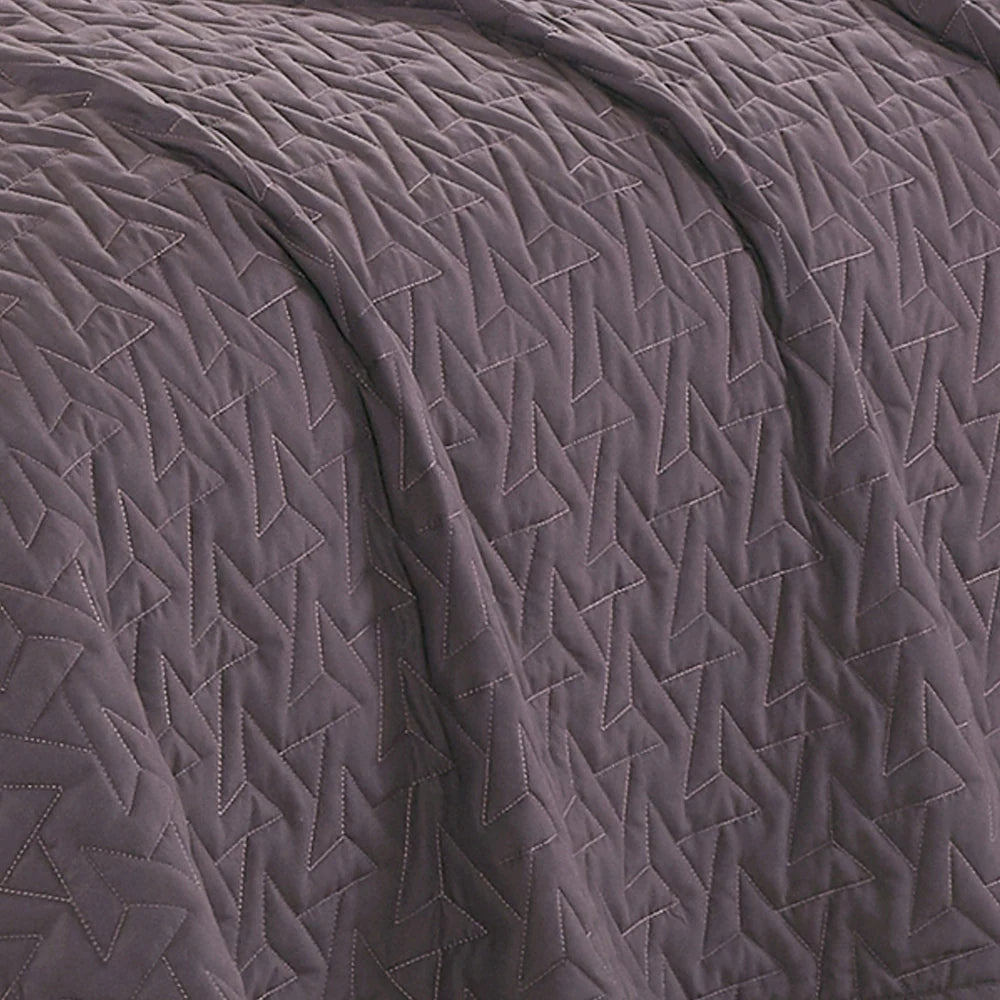 Esca Lada Queen Size 3-Piece Microfiber Reversible Bedspread Set - Purple