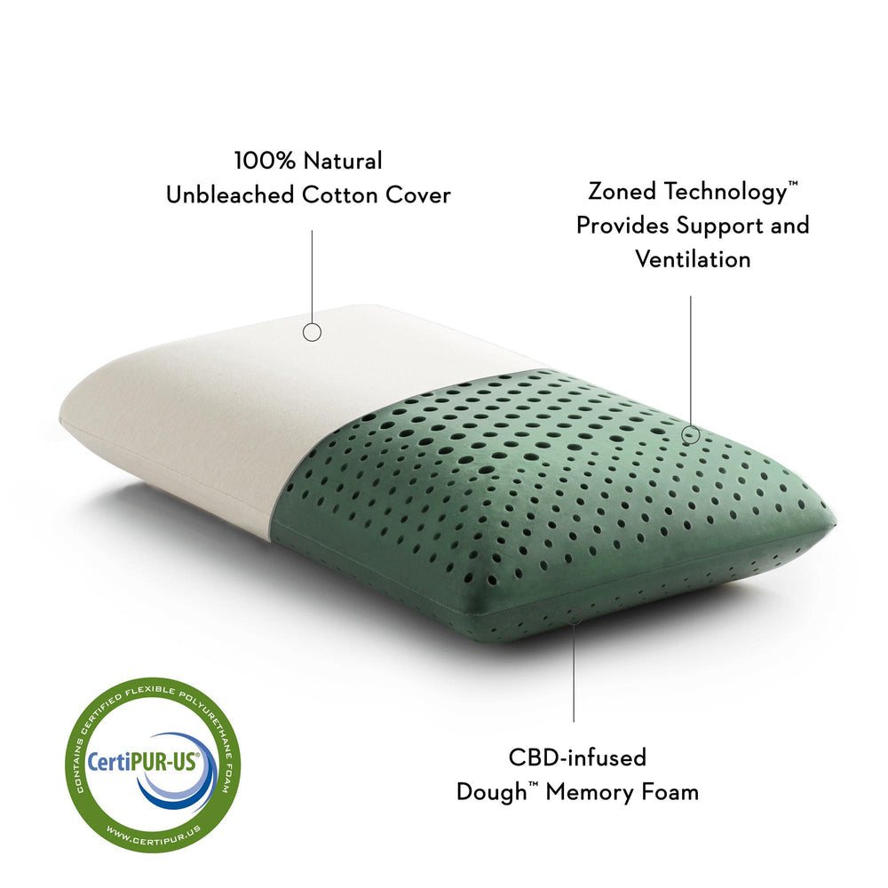 Malouf ActiveDough CBD Oil Infused Queen Size Memory Foam Pillow - White