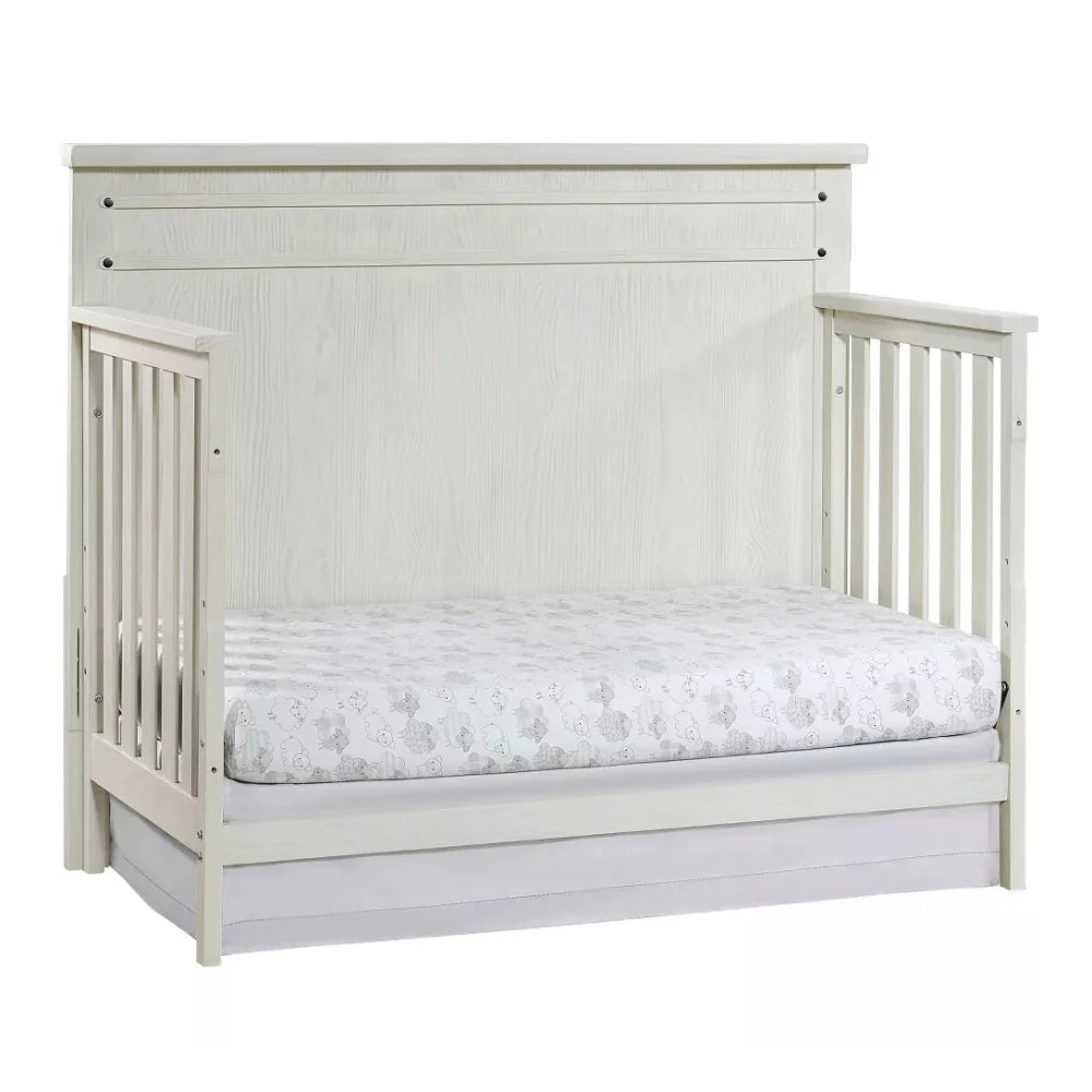 Bundle: Soho Baby Ellison Rustic White 4-in-1 Convertible Crib + Bedtime Originals Rainbow Unicorn and Fox Musical Baby Crib Mobile + Bedding Set + Diaper Stacker