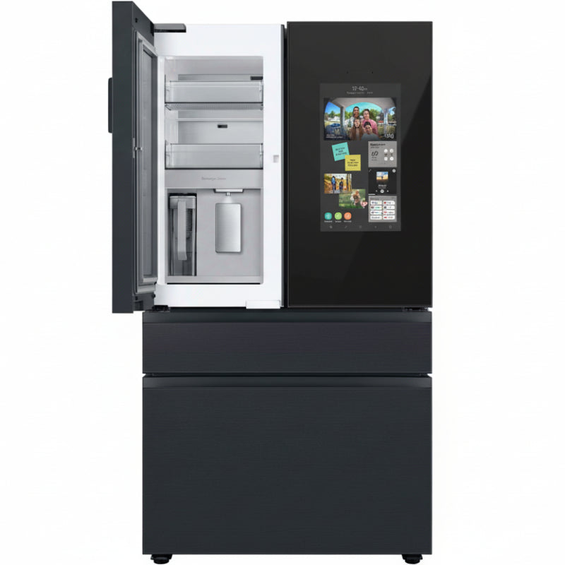 Samsung - Refrigerador inteligente BESPOKE de 29 pies cúbicos, 4 puertas y puertas francesas con Family Hub - Acero negro mate