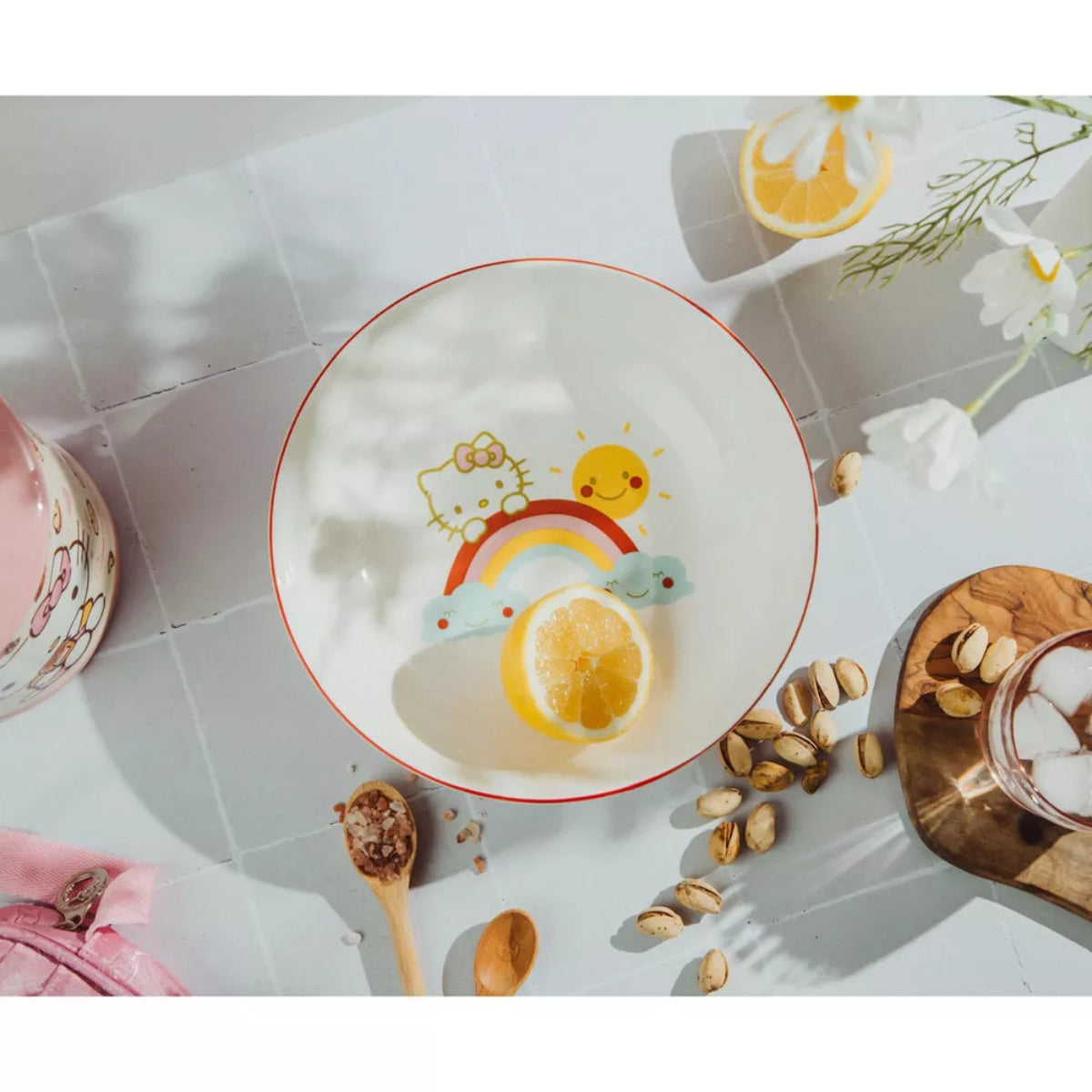 Cuenco de cerámica para cena de 9" con diseño de Hello Kitty Rainbow de Sanrio