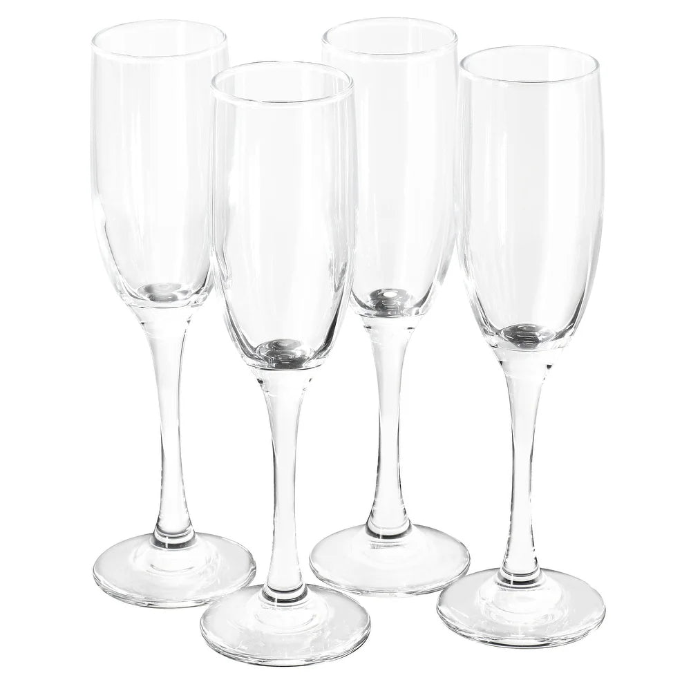Gibson Home 140484 6.4 oz Fluted Champagne Glass Set (4-Pieces) - Clear