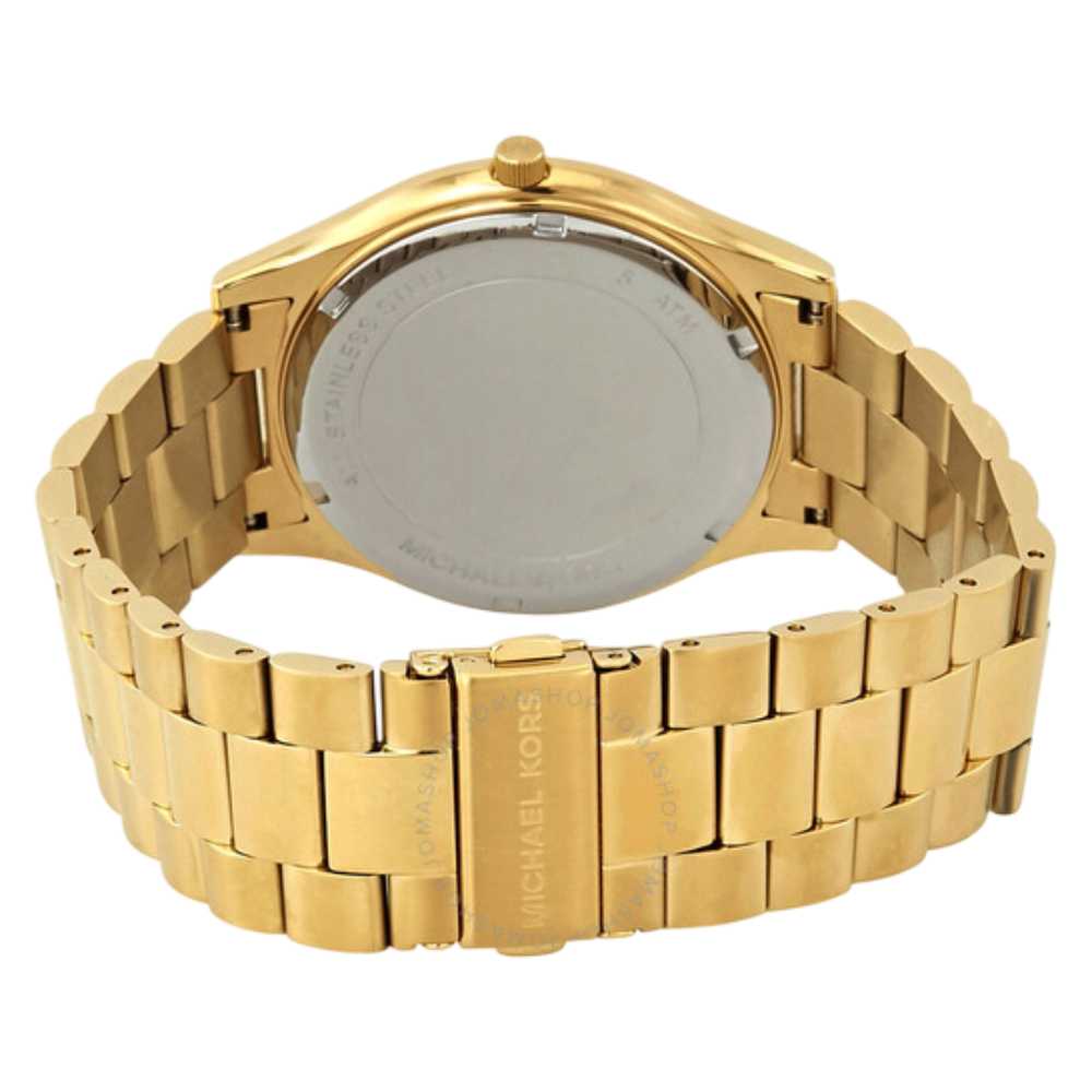 Michael Kors Slim Runway Men's 44mm Yellow Gold-Tone Bracelet Watch - Black Dial