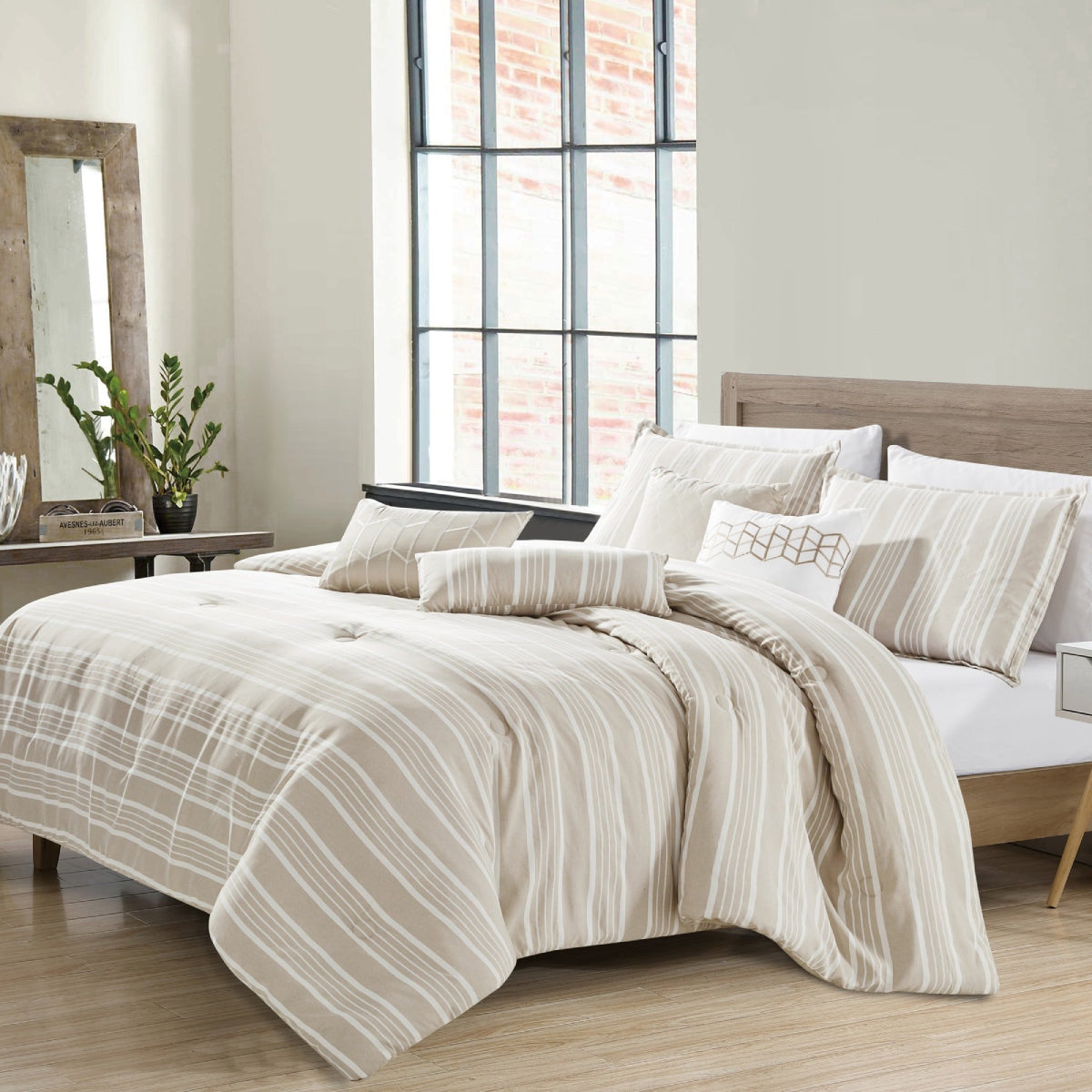 ESCA Judo Queen Size Comforter Set (7-Pieces) - Taupe