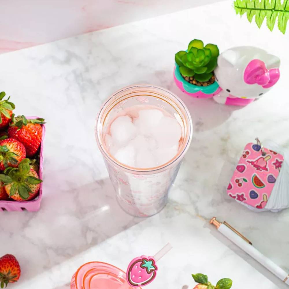 Sanrio Hello Kitty 24 oz Strawberry Sweets Carnival Cup With Lid - Pink